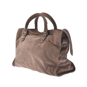 Balenciaga Suede The Handbag City Bag Brown